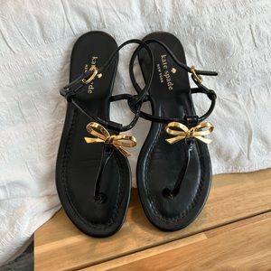 Kate Spade Black Sandals with Gold Bow